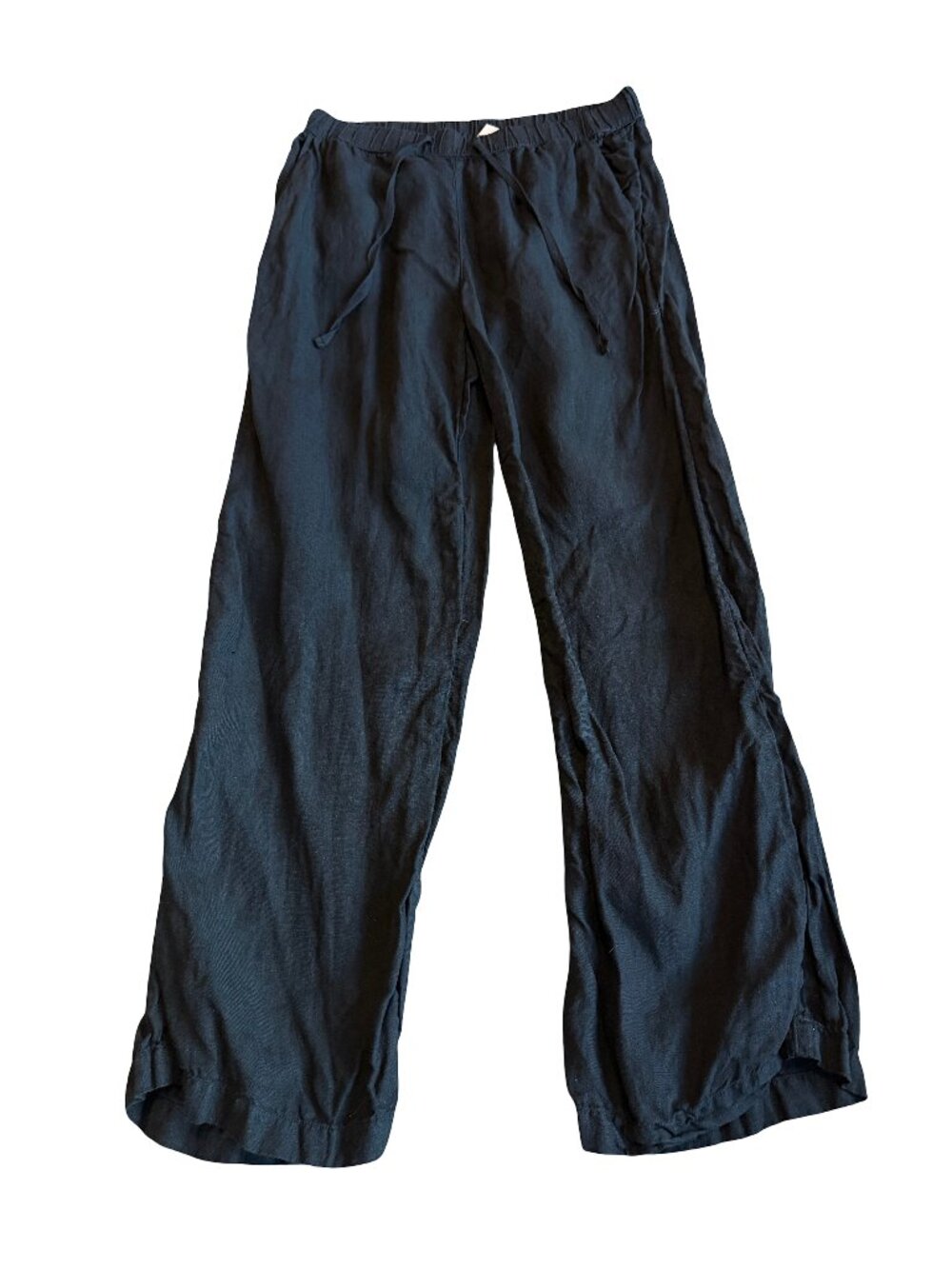 Caslon Black Linen Wide Leg Pants Trousers Drawstring Waist Beach Medium Women's